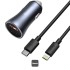 Baseus TZCCJD-03 Car Charger With USB TC to IP (1M) Cable Black (40W)